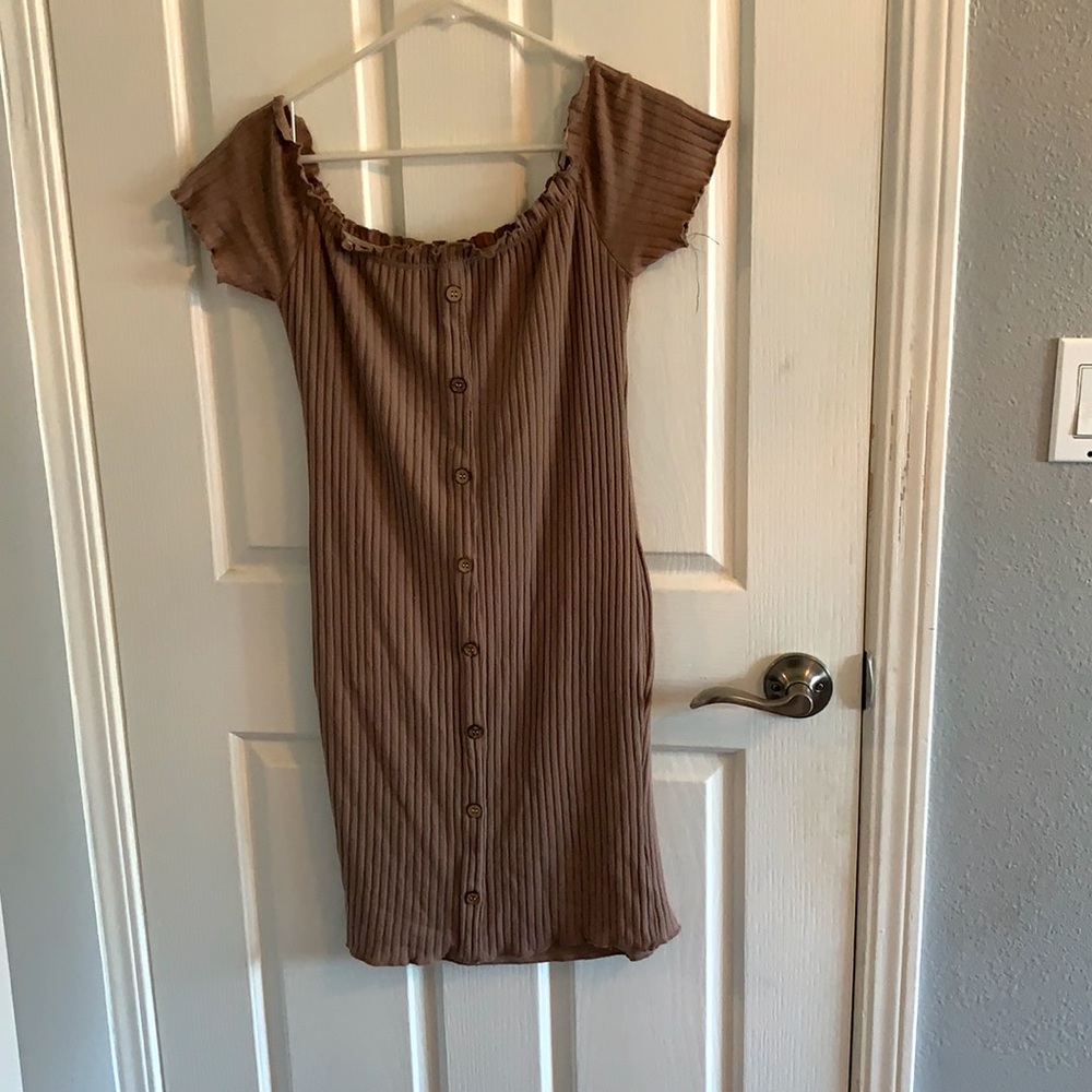 ~ Rue 21 Brown Off the shoulder dress